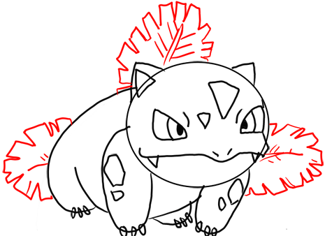 Step 11 How to Draw Ivysaur from Pokemon for Kids : Step by Step Drawing Lesson