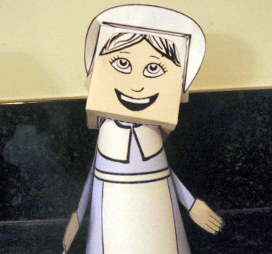 Fold a Pilgrim Girl Paper Model Toy Paper Craft for Thanksgiving