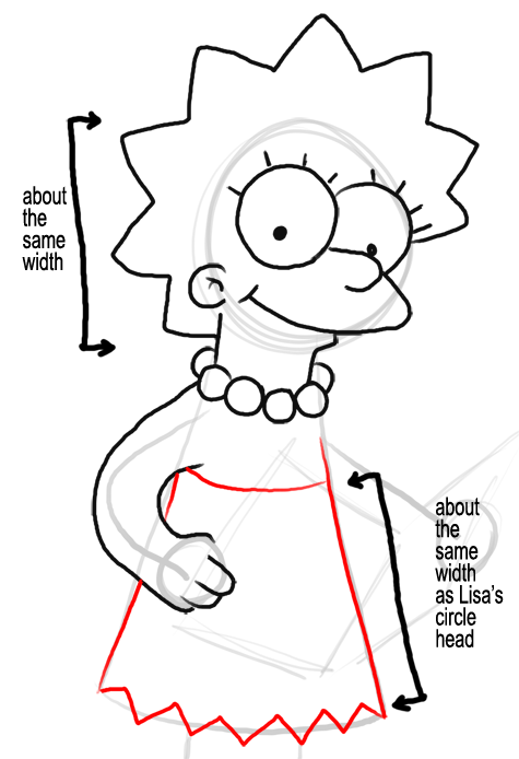 Step 9 How to Draw Lisa Simpson from The Simpsons : Step by Step Drawing Lesson