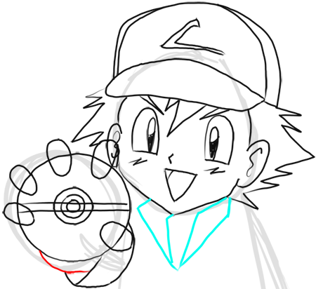 Step 14 How to Draw Ash Ketchum from Pokemon : Step by Step Drawing ...