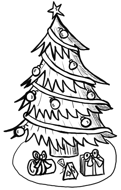 christmas tree pencil drawings