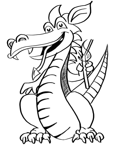 Easy How to Draw a Dragon Tutorial Video, Dragon Coloring Pages