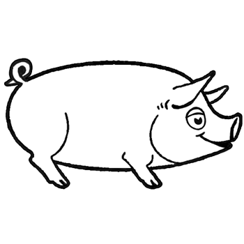 cartoons eye clipart black and white pig