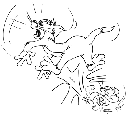 tom and jerry drawing fight