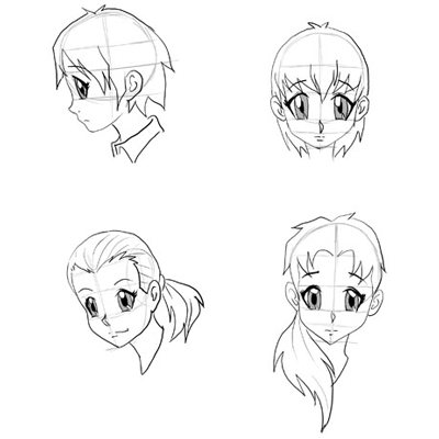 Draw Anime Faces & Heads : Drawing Manga Faces Step by Step Tutorials - How  to Draw Step by Step Drawing Tutorials