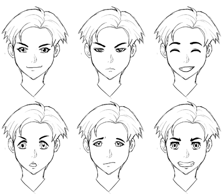 12 Anime Male Facial Expressions Chart & Tutorial - AnimeOutline