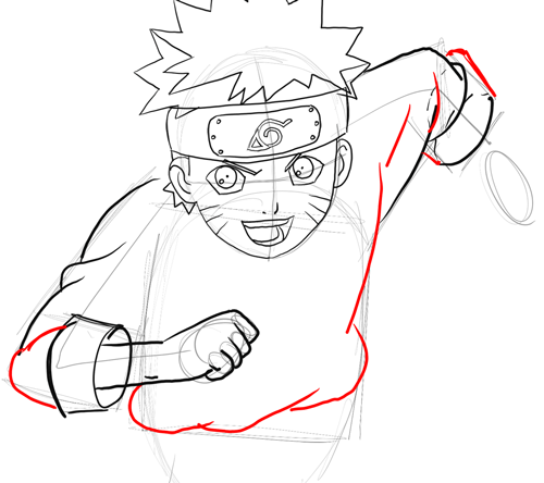Step 4- Drawing Naruto in Simple Steps Lesson for Kids - How to