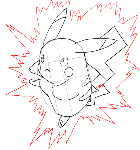 how to draw pikachu attacking