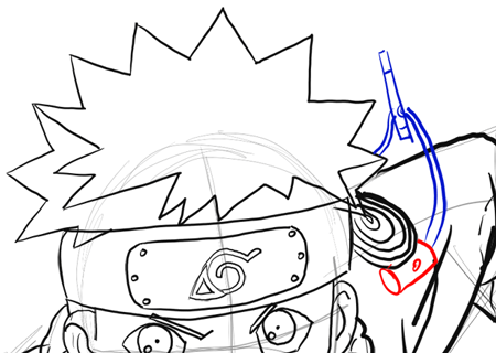 Easy anime sketch, how to draw naruto half face step-by-step 