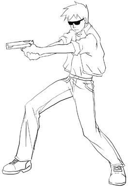 anime action gun poses