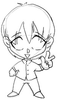 chibi anime sketch outline