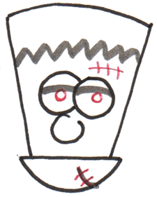 frankenstein face drawing for kids