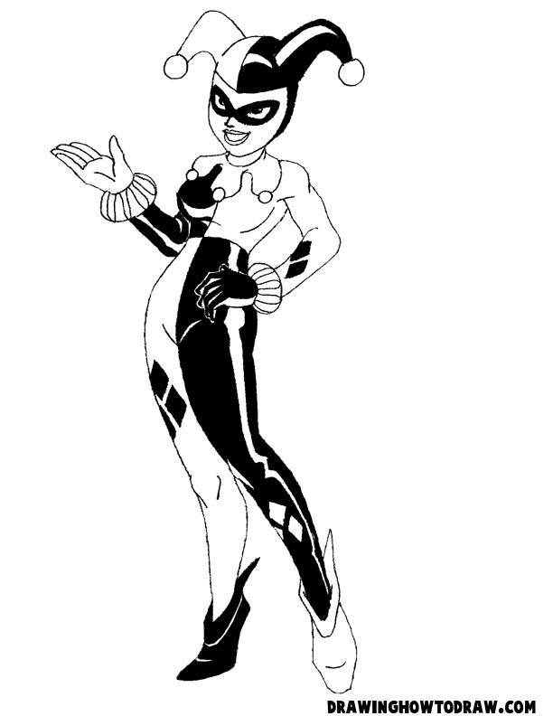 Harley Quinn Coloring Book Page Printable How to Draw