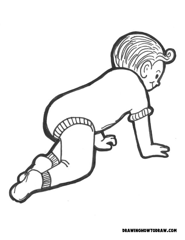 Line drawing illustration of a baby crawling  Stock Illustration  93250165  PIXTA