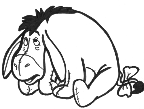 Eeyore Black And White Sketch