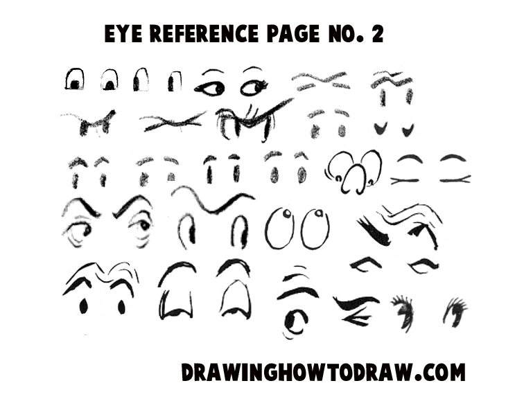 Drawing Cartoon & Illustrated Eyes Reference Sheets - How to Draw Step