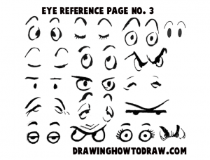 Reference Sheet 3 for Drawing Cartoon Eyes, Comics Eyes