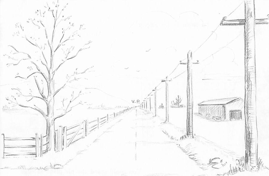 How to draw in one point perspective, a village road scenery  Perspective  drawing architecture, One point perspective, Scenery