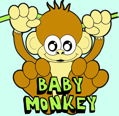 cute cartoon monkeys hanging