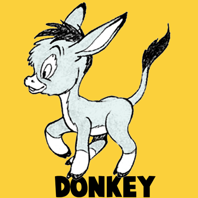 How to Draw Cartoon Donkeys or Mules in Easy Step by Step Drawing ...