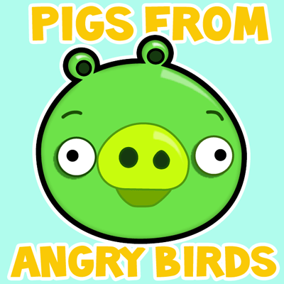 How to draw cartoon green pig from angry birds with easy step by step drawing tutorial