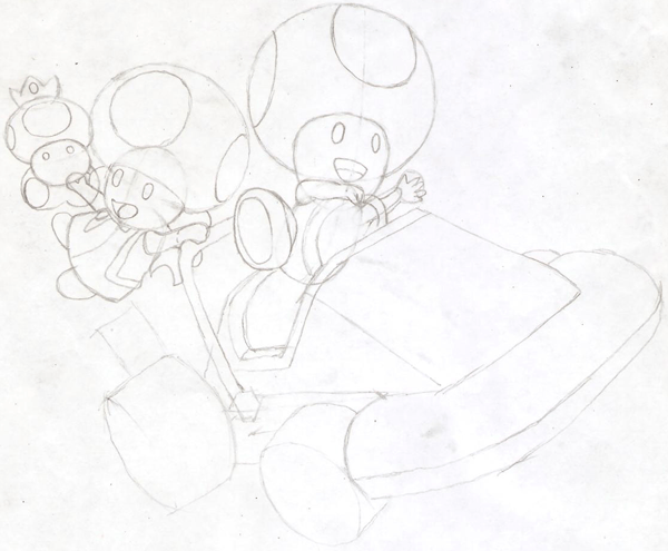 toad mario kart coloring pages