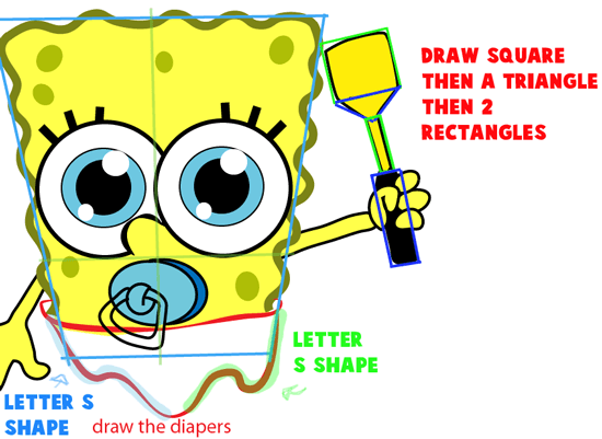 how to draw spongebob as a baby