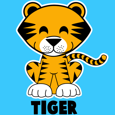 Tiger black and white simple sketch Royalty Free Vector