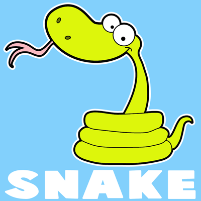 How to draw a Cartoon Snake with easy step by step drawing tutorial