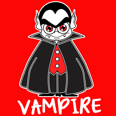 How to draw a Cartoon Vampire with easy step by step drawing tutorial