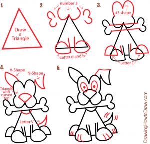 Big Guide to Drawing Cartoon Dogs & Puppies with Basic Shapes for Kids ...