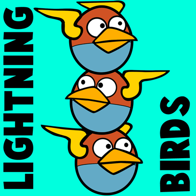 How to draw Lightning Birds from Angry Birds Space with easy step by step drawing tutorial