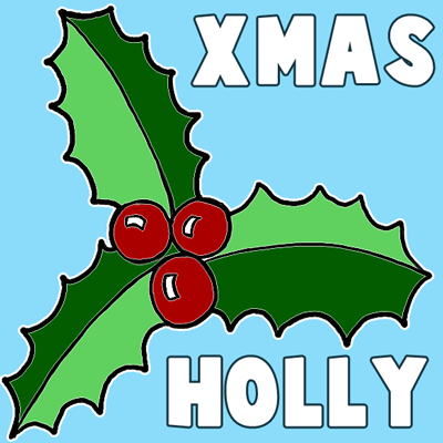How to Draw Christmas Holly with Easy Tutorial