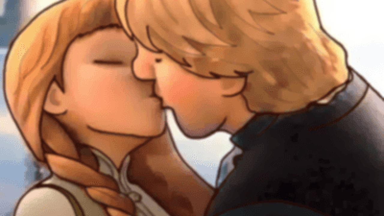 kristoff and anna frozen kiss