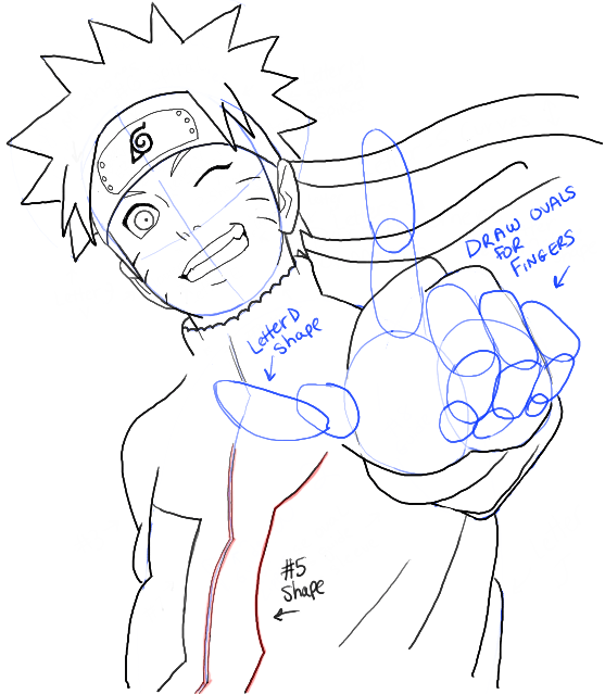 How to draw Naruto Uzumaki, Naruto full body step by step