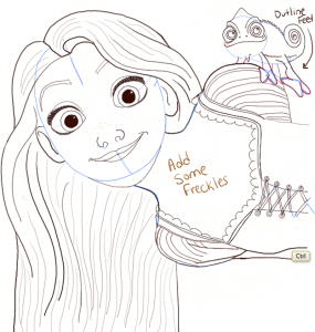 How to Draw Rapunzel and Pascal from Tangled with Easy Step by Step ...