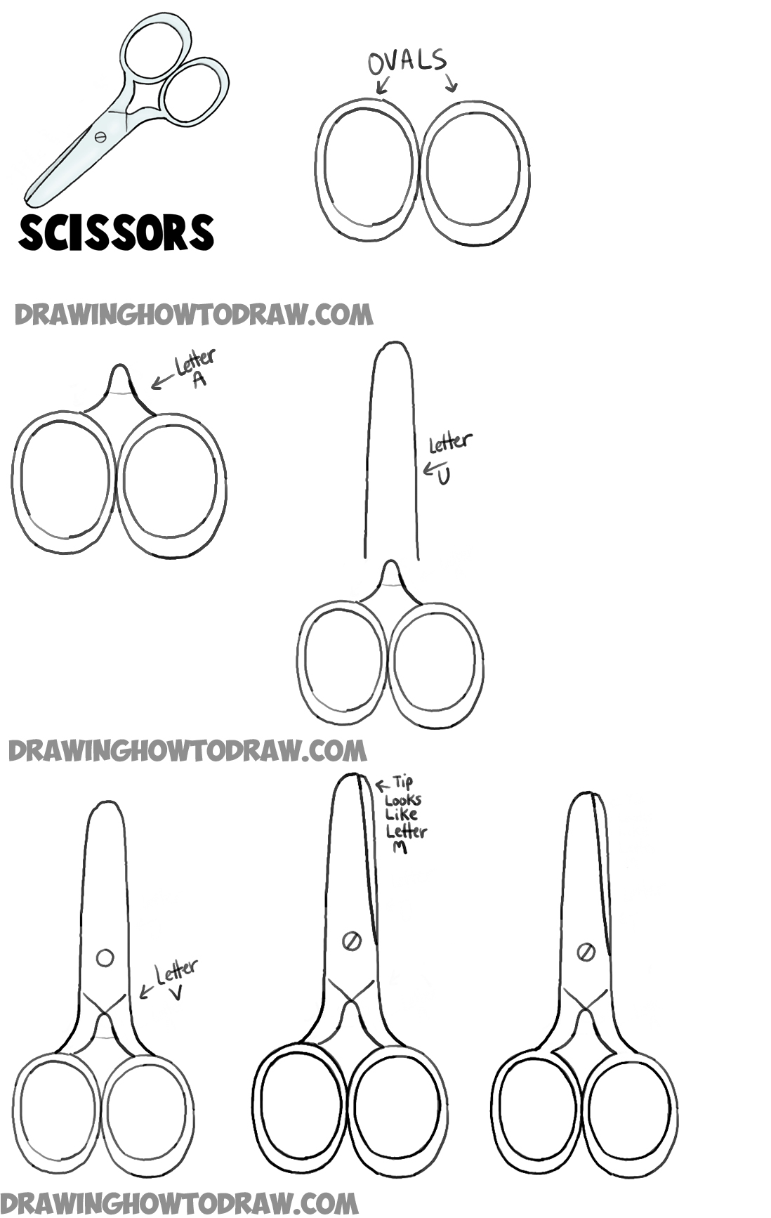 How to Draw Scissors with Easy Step by Step Drawing Tutorial - How to