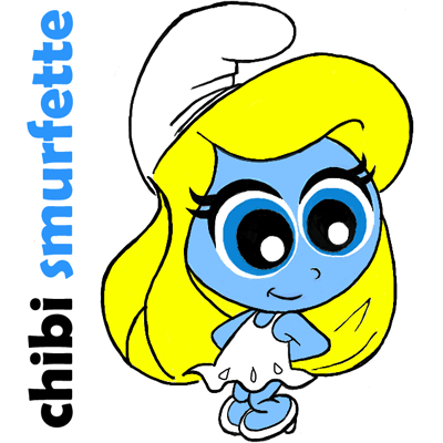 How to Draw Chibi Smurfette or Baby Smurfette from The Smurfs - How to