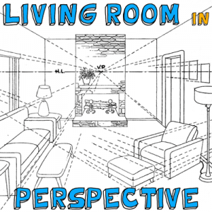 How to Draw a Room with Perspective Drawing Tutorial of a Living Room ...