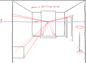 How to Draw a Room with Perspective Drawing Tutorial of a Living Room ...