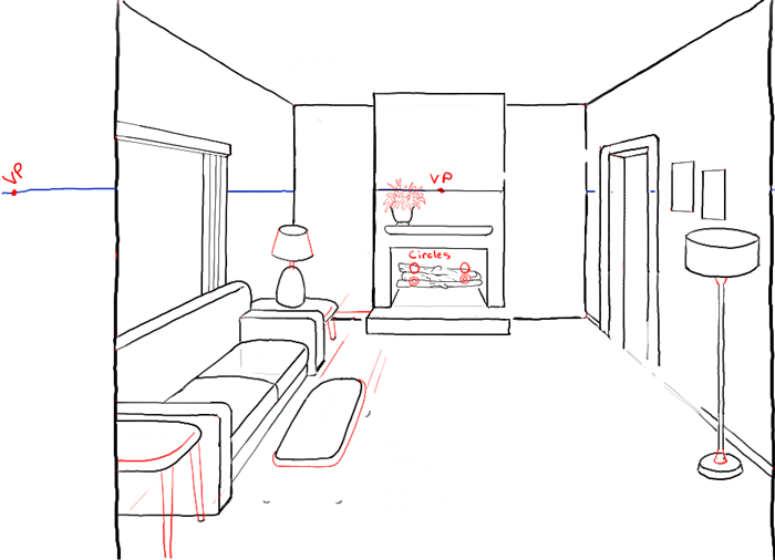 How To Draw A Room With Perspective Drawing Tutorial Of A