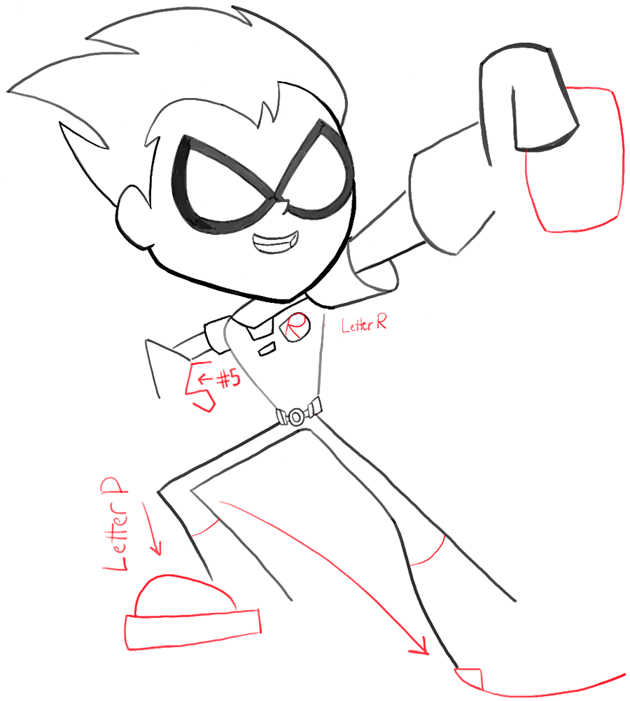 how to draw robin from teen titans go