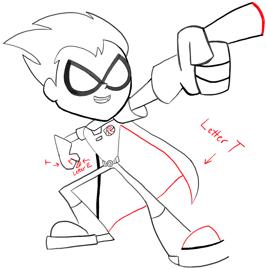 how to draw robin from teen titans go