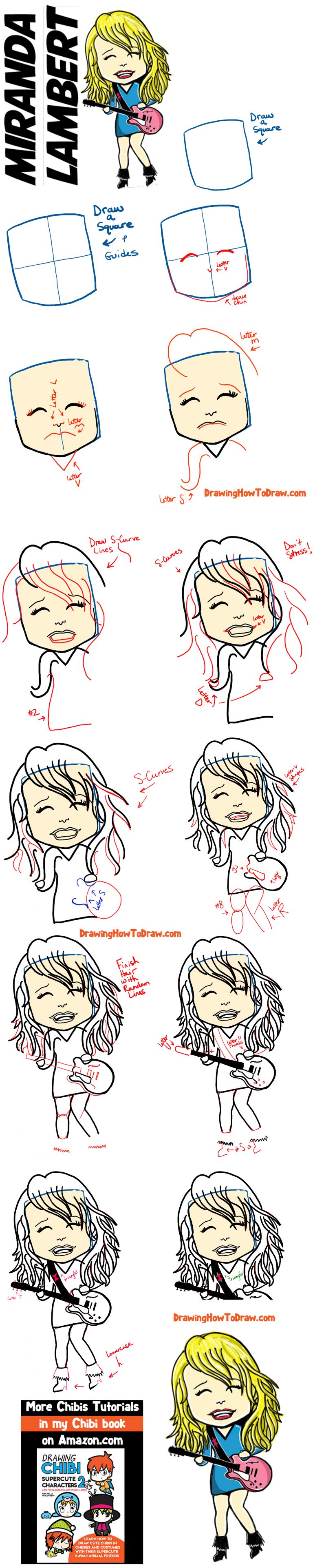 How to Draw Cartoon Chibi Miranda Lambert or Female Country Music ...