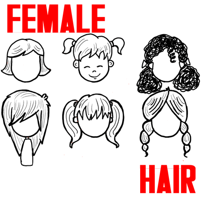 How to Draw Male Hair for Cartoon Girls and Women Step by Step Drawing Lesson