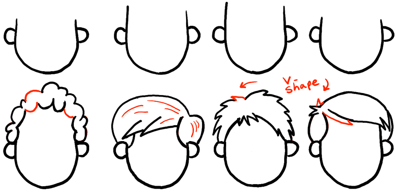 How to Draw Boys and Mens Hair Styles for Cartoon Characters Drawing ...