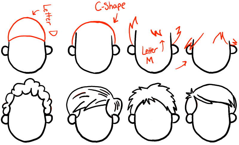 how to draw guy hair step by step