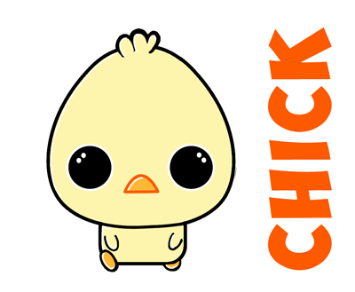 How to Draw a Cartoon Chibi Baby Chick - Simple Steps Tutorial for Kids