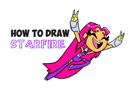 drawing starfire from teen titans go drawing tutorial