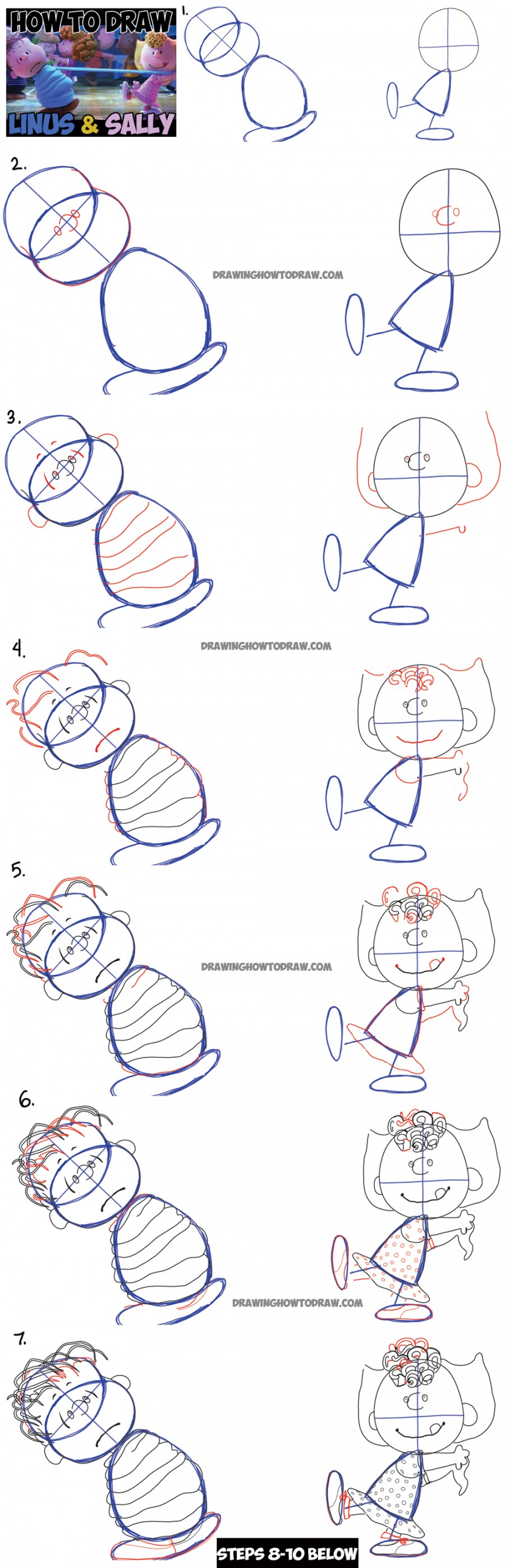 How to Draw Linus and Sally from The Peanuts Movie in Easy Steps – How ...
